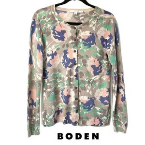 Like New Boden Floral Cardigan 100% 3-Season Wool Size 10